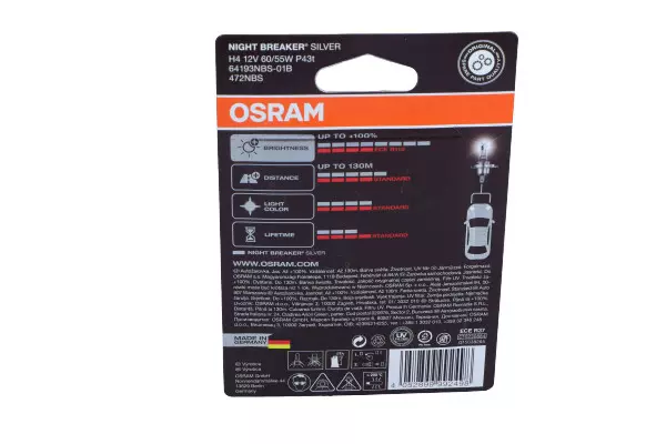 OSRAM NIGHT BREAKER SILVER +100% H4 12V BLISTER 