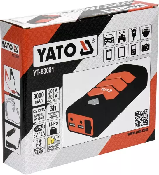 YATO JUMP STARTER BOOSTER POWERBANK 400A 9000mAh 