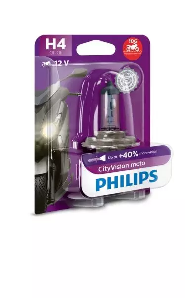 PHILIPS CITY VISION MOTO +40% H4 12V 60/55W P43T