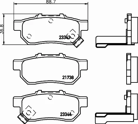 HELLA KLOCKI HAMULCOWE 8DB 355 017-151 