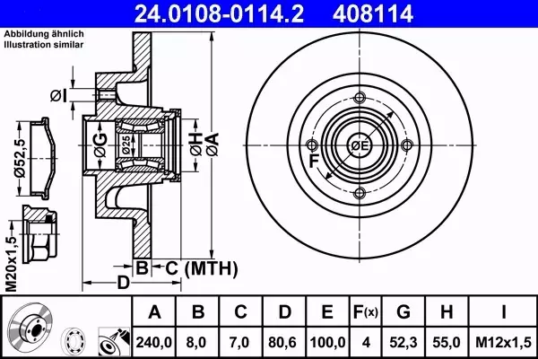 ATE TARCZE TYŁ 240mm RENAULT CLIO Grandtour MODUS 