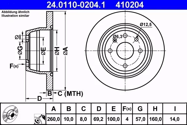 ATE TARCZE+KLOCKI P+T OPEL ASTRA F 256+260MM 