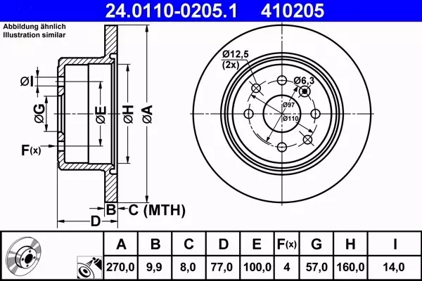 ATE TARCZE TYŁ 270mm OPEL CALIBRA A VECTRA A 