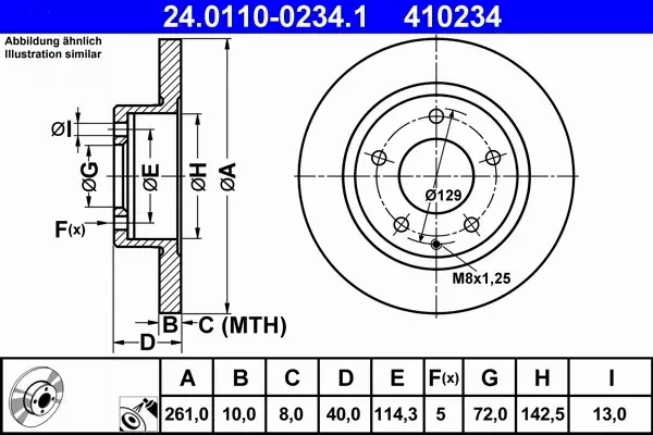 ATE TARCZE TYŁ MAZDA 626 MX-6 PREMACY XEDOS 261MM 