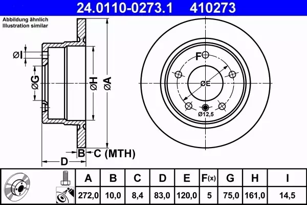 ATE TARCZE TYŁ BMW Z3 1.8-3.0 272MM 