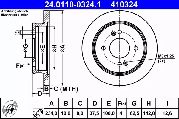 ATE TARCZE+KLOCKI PRZÓD+TYŁ KIA PICANTO 241MM 