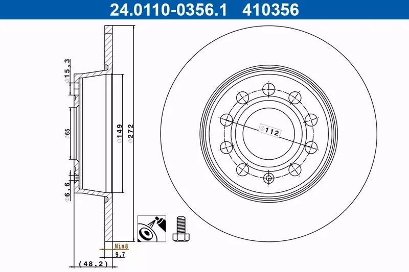 ATE TARCZE+KLOCKI TYŁ VW TOURAN 1T 272MM 