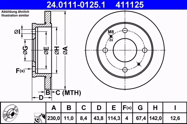 ATE TARCZE PRZÓD 230mm HYUNDAI ATOS 