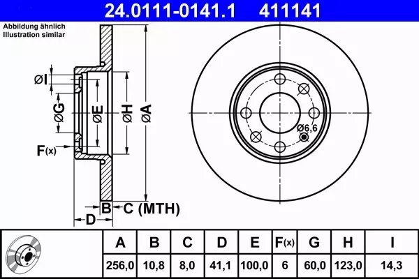 ATE TARCZE PRZÓD OPEL ASTRA G II 1.2 16V 256MM 