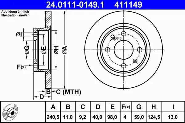 ATE TARCZE TYŁ ALFA ROMEO 145 146 155  240MM 