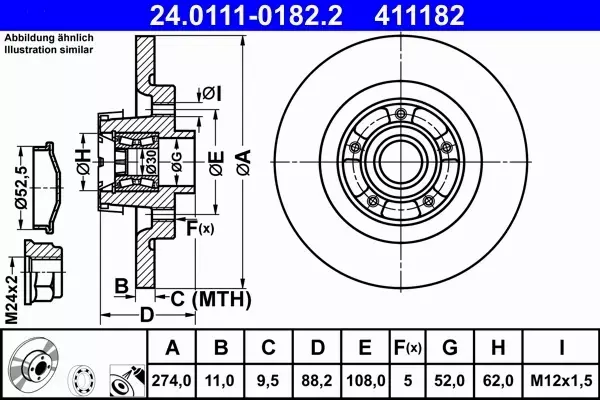 ATE TARCZE+KLOCKI PRZÓD+TYŁ MERCEDES CITAN RENAULT KANGOO 280+274MM 