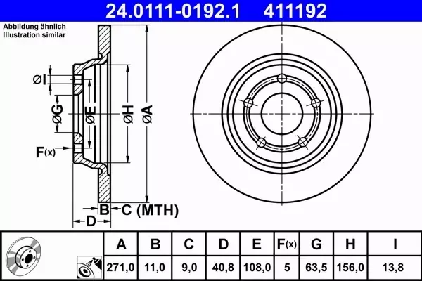 ATE TARCZE+KLOCKI TYŁ FORD FOCUS MK4 271MM 