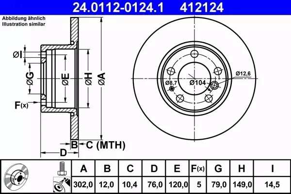 ATE TARCZE HAMULCOWE PRZÓD BMW 5 E34 302MM HIT 