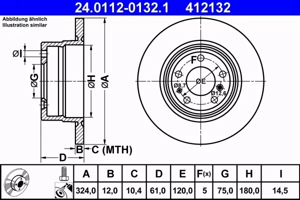 ATE TARCZE+KLOCKI PRZÓD+TYŁ BMW 7 E38 316+324MM 