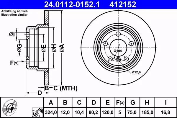 ATE TARCZE TYŁ BMW X5 E53 3.0 4.4 324MM 