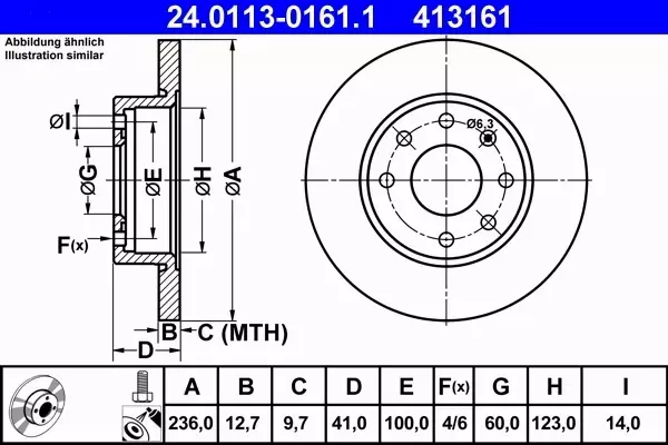 ATE TARCZE PRZÓD ASTRA F CORSA A B VECTRA A 236MM 