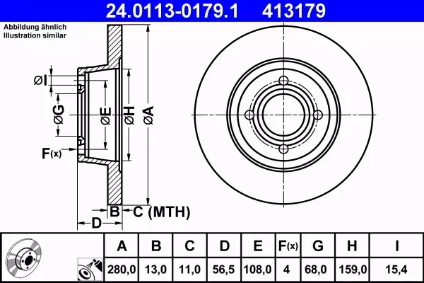 ATE TARCZE HAMULCOWE PRZÓD AUDI 80 B4 280MM HIT 