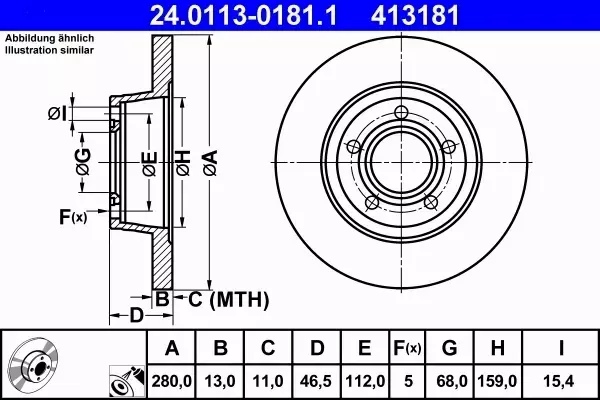 ATE TARCZE 280mm PEŁNE+KLOCKI PRZÓD AUDI A4 