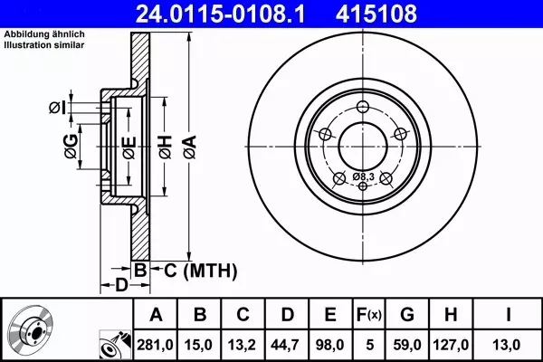 ATE TARCZE PRZÓD ALFA ROMEO 147 156 1.6-1.9 281MM 