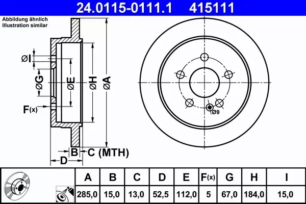 ATE TARCZE TYŁ 285mm MERCEDES M W163 