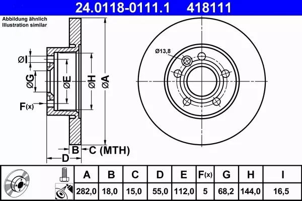 ATE TARCZE PRZÓD VW TRANSPORTER T4 IV 280MM PEŁNE 