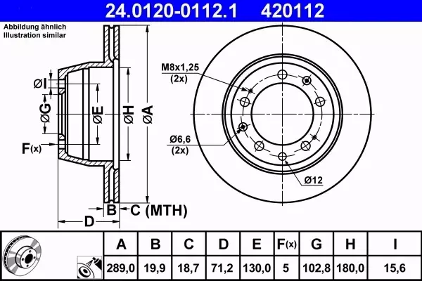 ATE TARCZA HAMULCOWA 24.0120-0112.1 