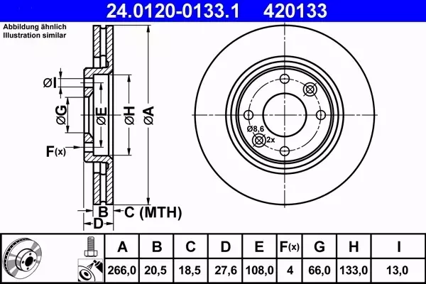 ATE TARCZE+KLOCKI PRZÓD CITROEN XSARA 266MM 