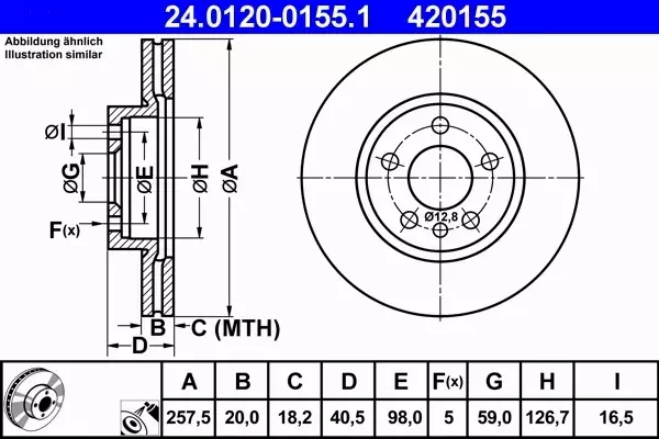 ATE TARCZE PRZÓD 257,5mm PEUGEOT 806 EXPERT 