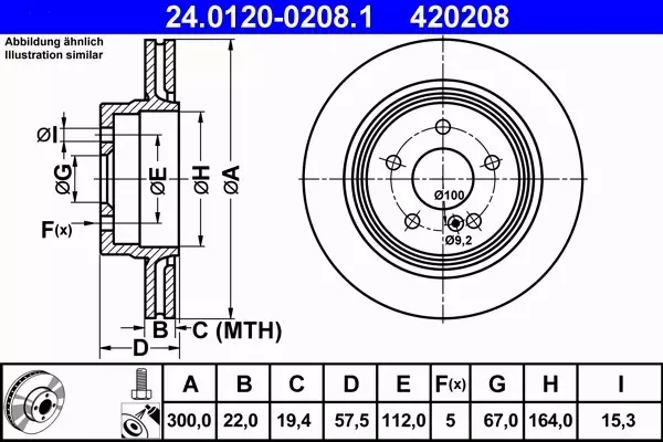 ATE TARCZE+KLOCKI TYŁ MERCEDES C W204 E W212 300MM 