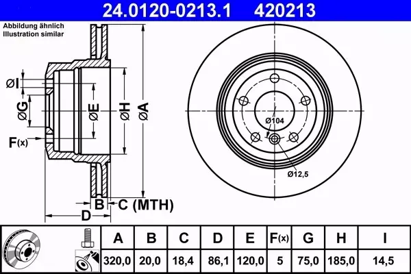 ATE TARCZE HAMULCOWE TYŁ BMW 5 E60 E61 320MM 