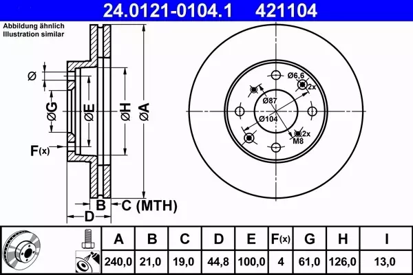 ATE TARCZE WENTYL PRZÓD HONDA CIVIC IV V 1.5 1.6 i 