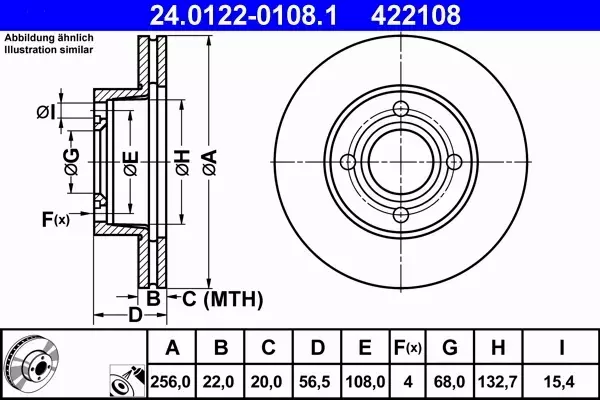 ATE TARCZE PRZÓD AUDI COUPE 80 B4 256MM 