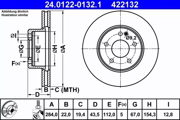 ATE TARCZE PRZÓD MERCEDES W202 S202 284MM Przednie 