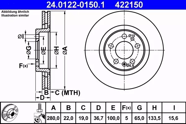 ATE TARCZE PRZÓD AUDI A3 LEON TOLEDO II 280MM Prze 