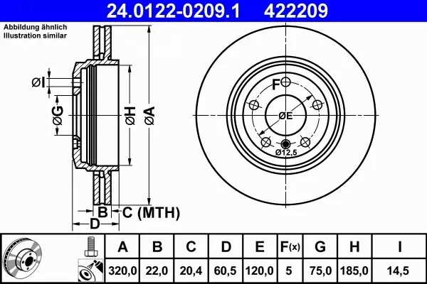 ATE TARCZE HAMULCOWE TYŁ BMW 3 E46 3.0 320MM SUPER 