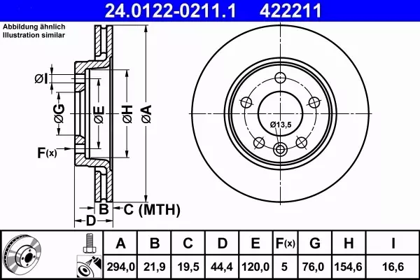 ATE TARCZE+KLOCKI PRZÓD+TYŁ VW TRANSPORTER MULTIVAN T5 T6 340+294MM 