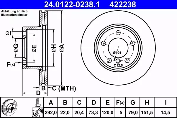 ATE TARCZE PRZÓD BMW 1 E87 E87 E88 118i 120i 118d 