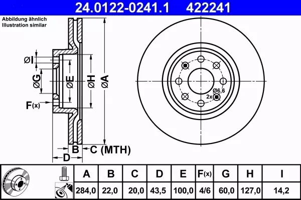 ATE TARCZE PRZÓD FIAT GRANDE PUNTO EVO 284MM HIT 