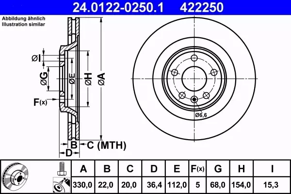 ATE TARCZE TYŁ 330mm AUDI A4 A5 Q5 