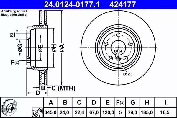 ATE TARCZE+KLOCKI+CZUJNIK TYŁ BMW 7 E65 E66 345MM 