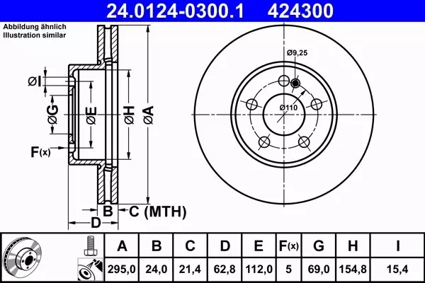 ATE TARCZE+KLOCKI PRZÓD MERCEDES C W205 S205 295MM 