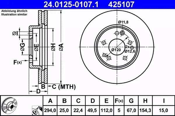 ATE TARCZE PRZÓD 294mm MERCEDES E W124 C124 A124 