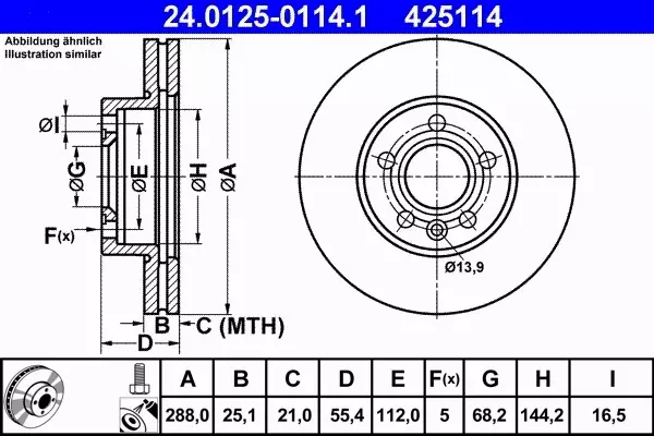 ATE TARCZE PRZÓD SHARAN GALAXY ALHAMBRA 288MM KRK 