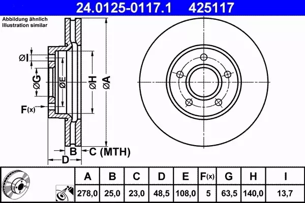 ATE TARCZE+KLOCKI PRZÓD+TYŁ VOLVO S40 II 278MM 