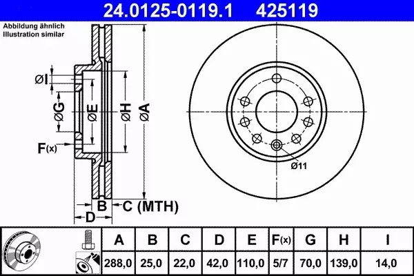 ATE TARCZE + KLOCKI PRZÓD OPEL VECTRA B 288MM HIT 