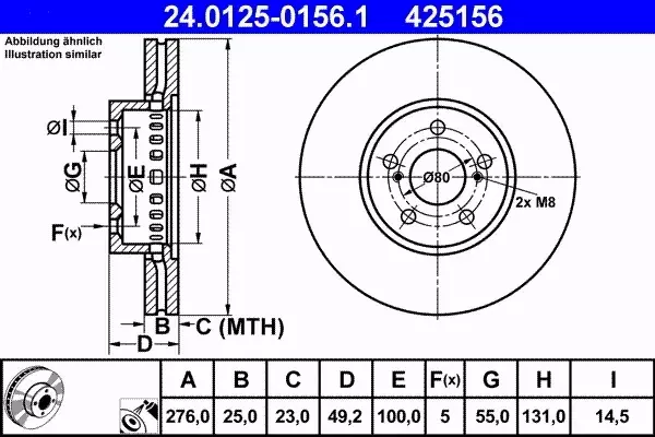 ATE TARCZE PRZÓD TOYOTA AVENSIS T22 276MM SUPER 