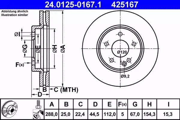 ATE TARCZE PRZÓD MERCEDES A W169 B W245 288MM 