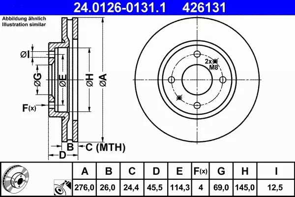 ATE TARCZE PRZÓD MITSUBISHI GALANT VI LANCER 276MM 