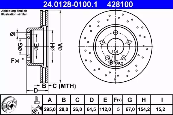 ATE TARCZE PRZÓD MERCEDES KLASA C W204 295MM CDI 