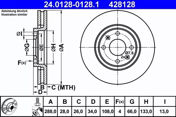 ATE TARCZE+KLOCKI PRZÓD CITROEN XANTIA 288MM 